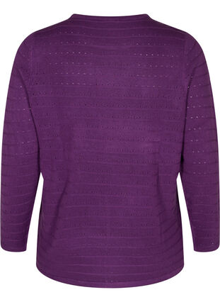 Gebreide blouse met structuur en ronde hals, Amaranth Purple, Packshot image number 1
