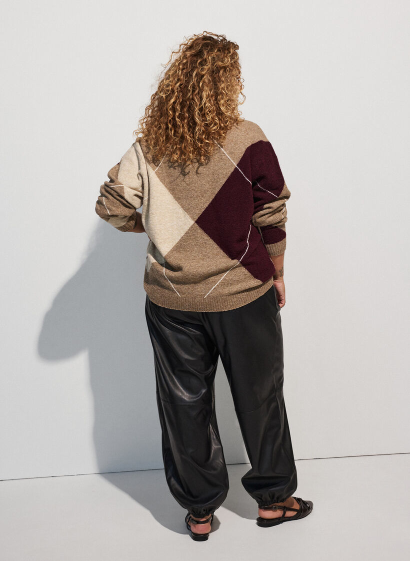 Breigoed met harlekijnpatroon, Bruin, Model image number 2