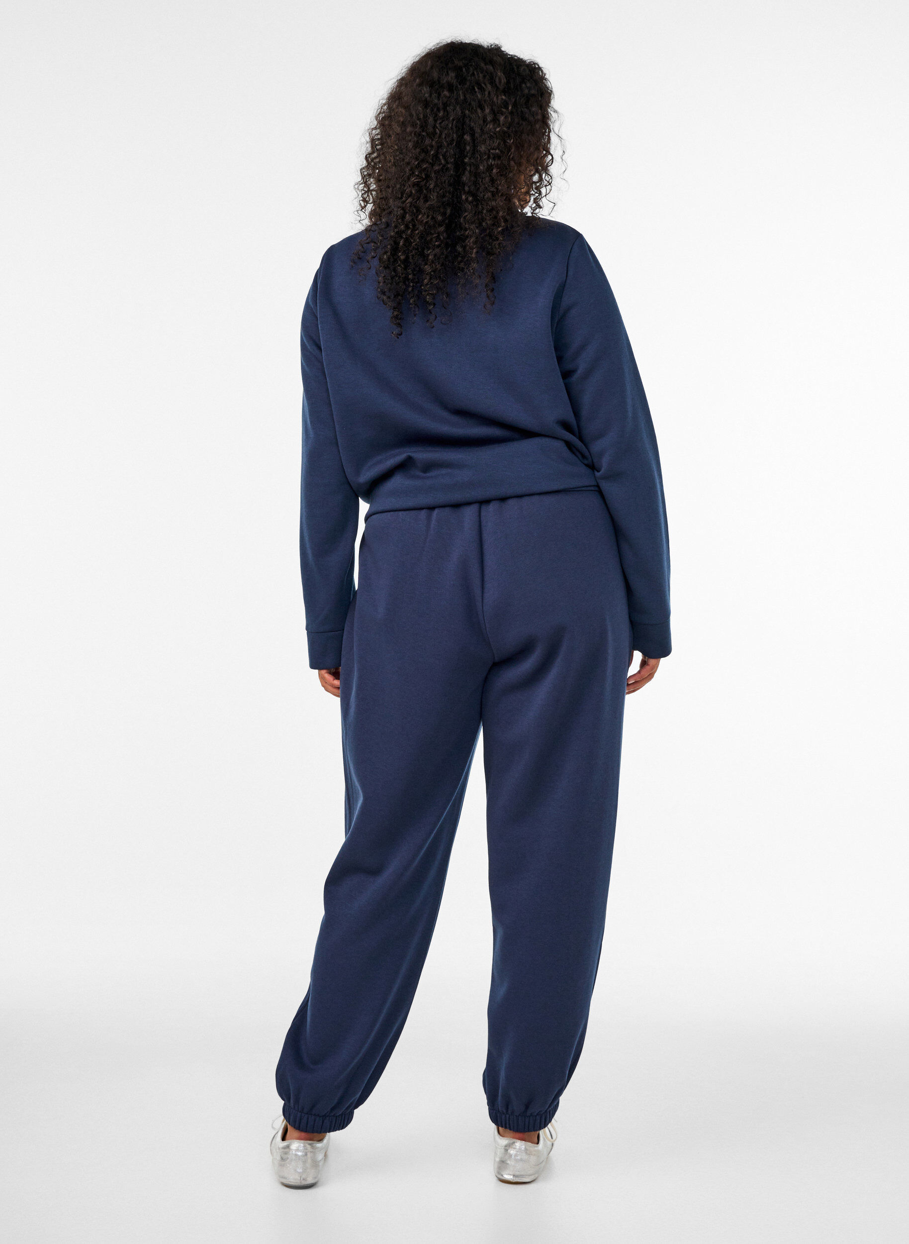 ZizziSweatpants met hoge taille en trekkoord, Blauw, Model image number 1