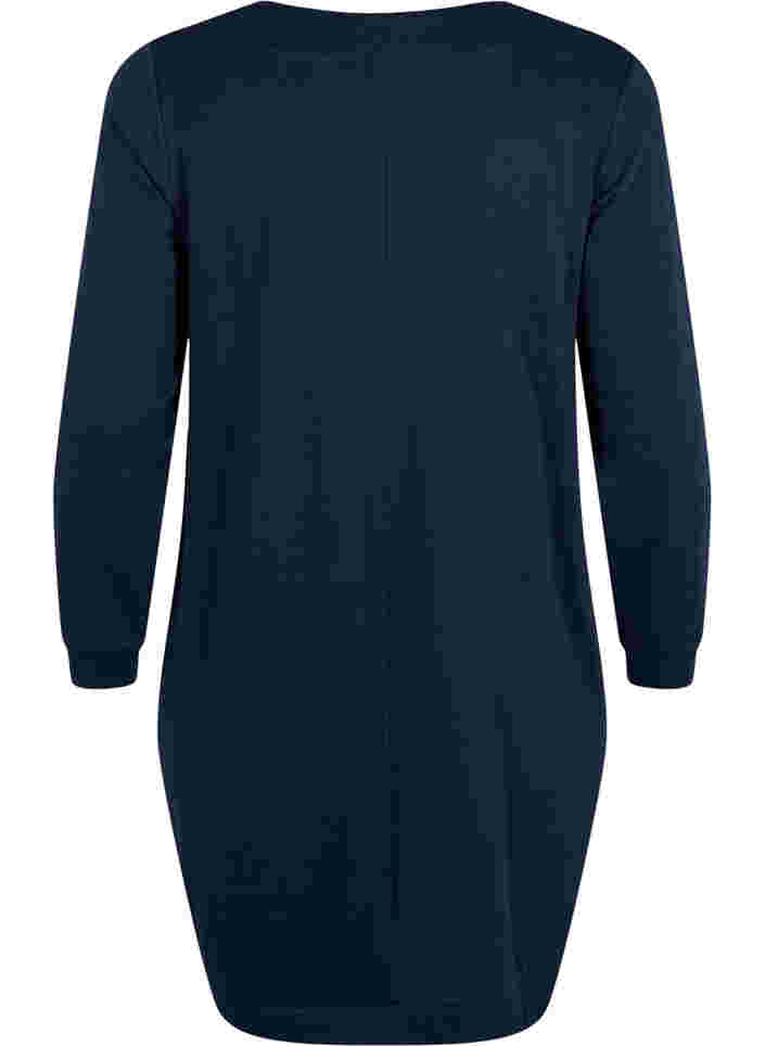 Dislocatie Toneelschrijver verpleegster Sweatshirt jurk met v-halslijn - Blauw - Maat 42-60 - Zizzi