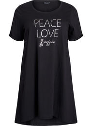 Nachtjapon met korte mouwen van biologisch katoen, Zwart