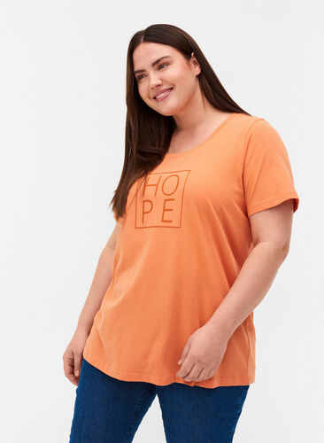 T-shirt met korte mouwen en print, Brandied Melon, Model image number 0