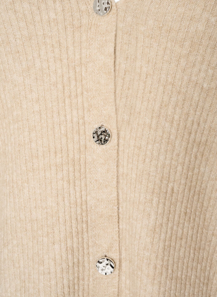 Vest met V-hals en ribstructuur, Beige, Packshot image number 2