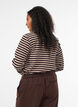 Gestreepte blouse met lange mouwen, Bruin, Model image number 2