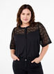 Overhemdblouse met korte kanten mouwen, Black, Model image number 0