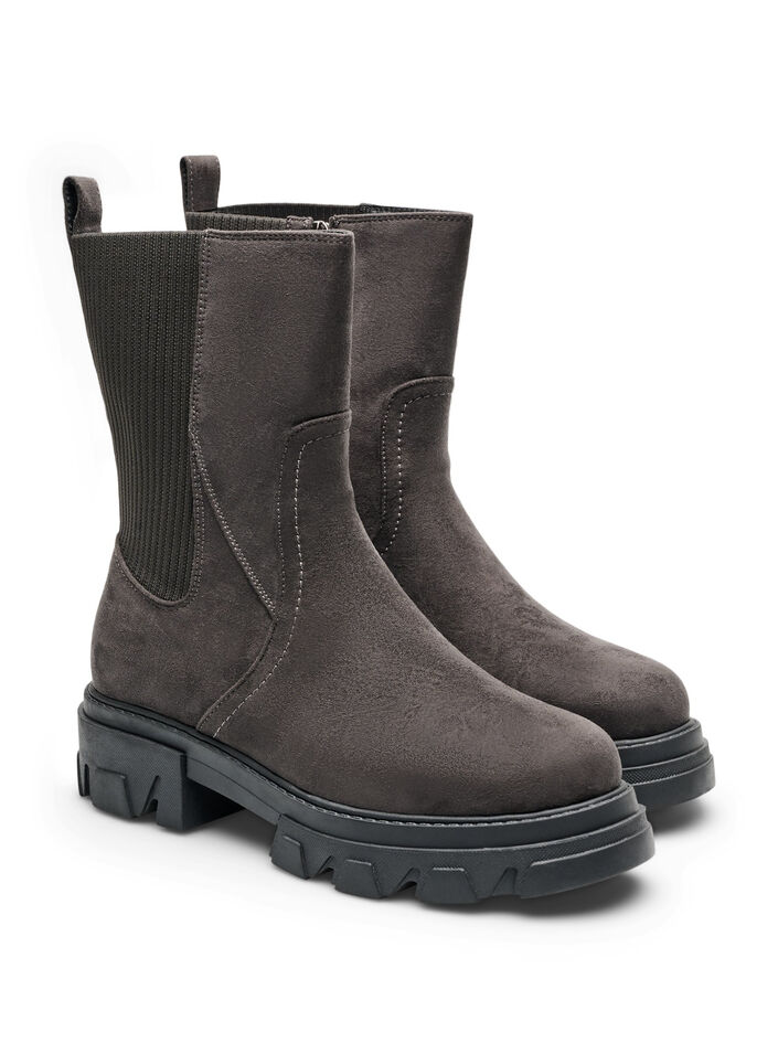 Chunky boot in imitatiesu&egrave;de, Bruin, Packshot image number 1