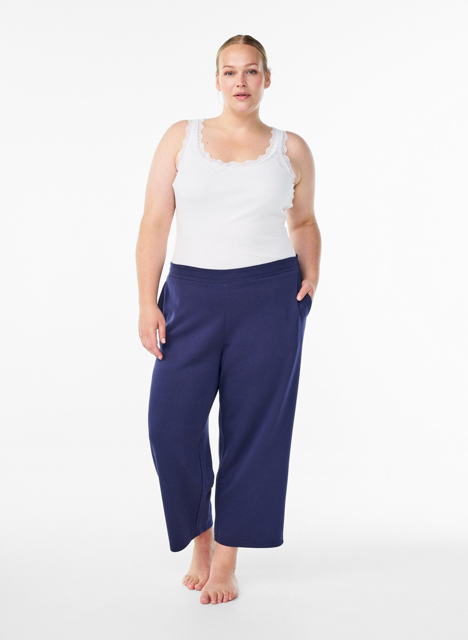 7/8-broek van modalmix met zakken, Blauw, Model