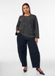 Gebreide blouse met strassteentjes en ruitpatroon, Grijs, Model image number 1