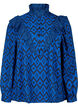 Viscose shirt blouse met franjes, True blue w. Black, Packshot image number 0