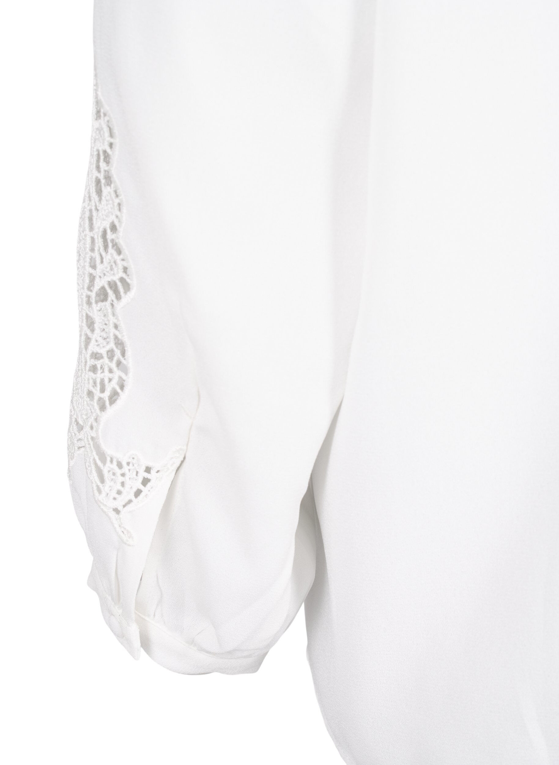 Zizzi Blouse met lange mouwen en gehaakte details, Bright White, Packshot image number 4
