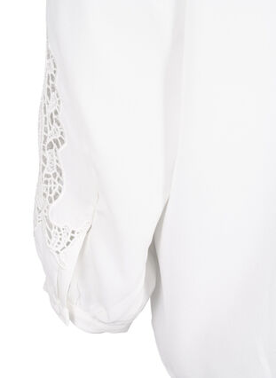 Blouse met lange mouwen en gehaakte details, Bright White, Packshot image number 4
