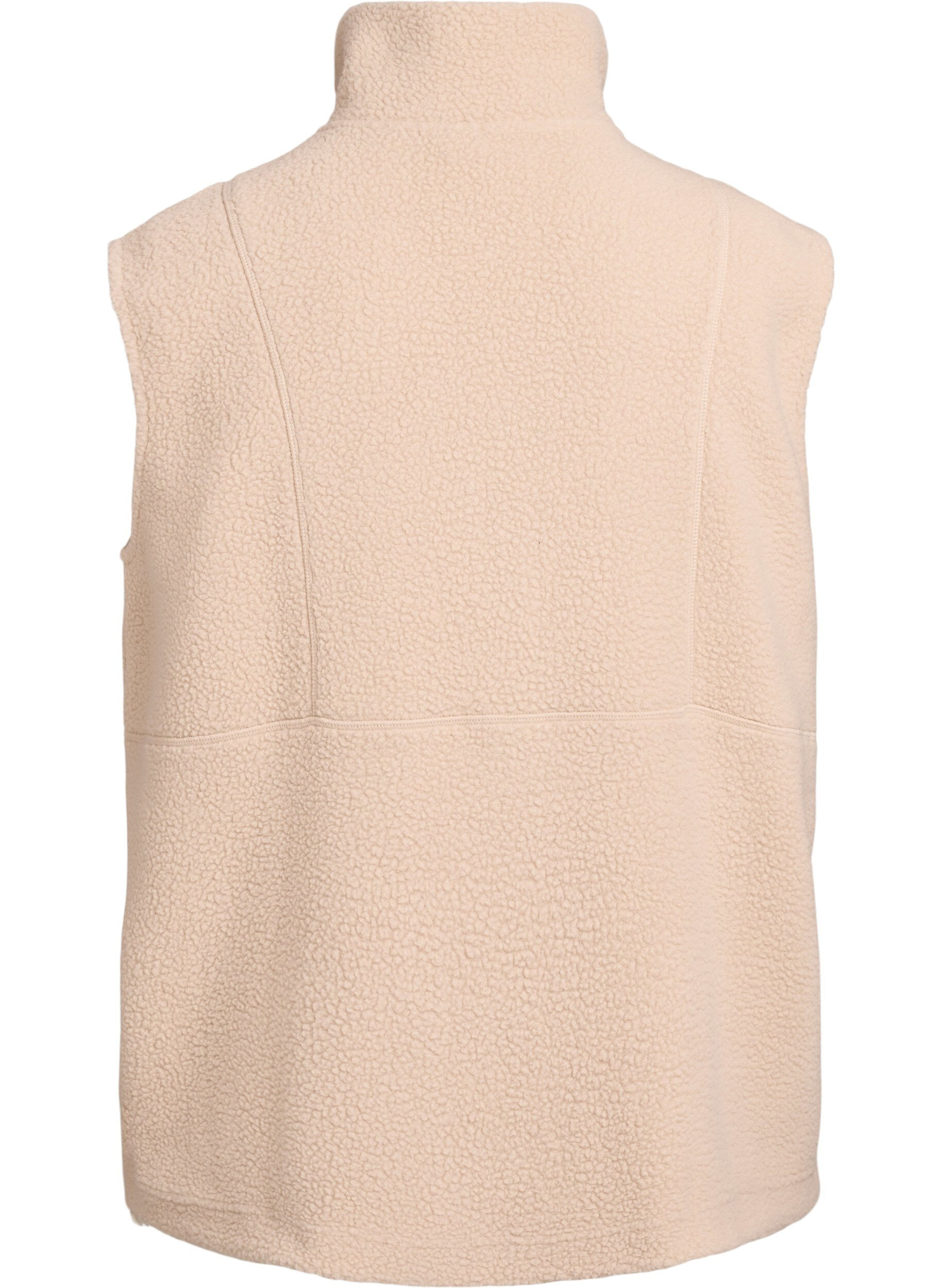 Zizzi Teddy vest met zakken, Beige, Packshot image number 1
