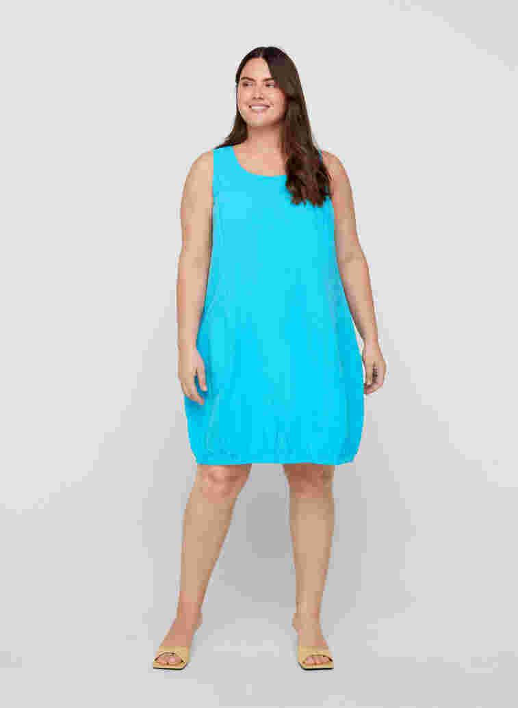 Mouwloze katoenen jurk, River Blue, Model image number 2