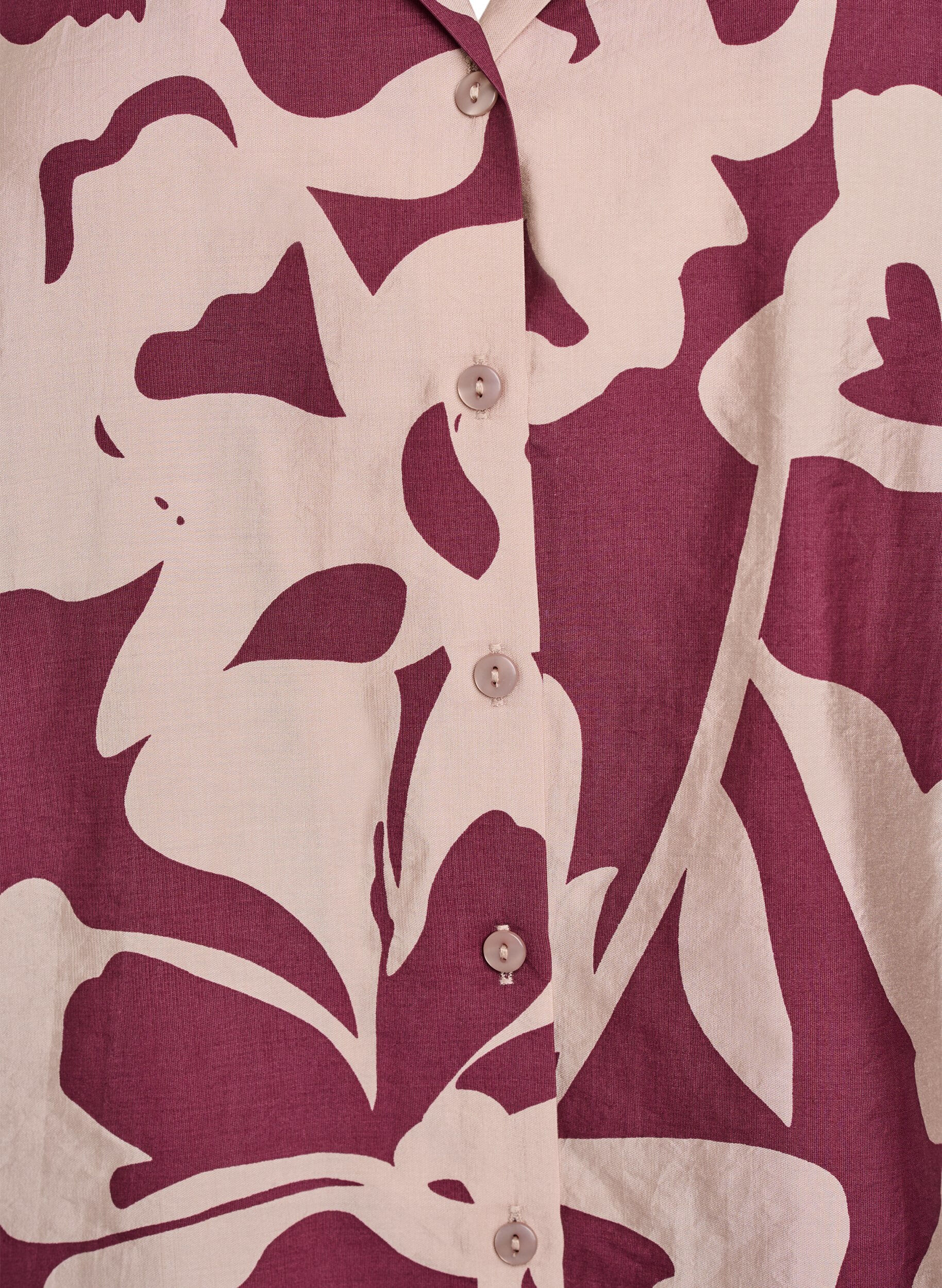 Zizzi Shirt blouse met print en V-hals, Rood, Packshot image number 2
