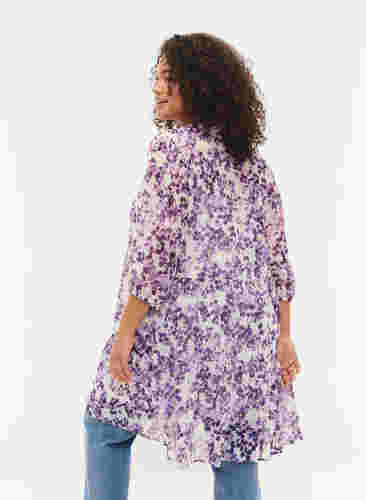 Tuniek met bloemenprint en lurex, Beige/Purple Flower, Model image number 1