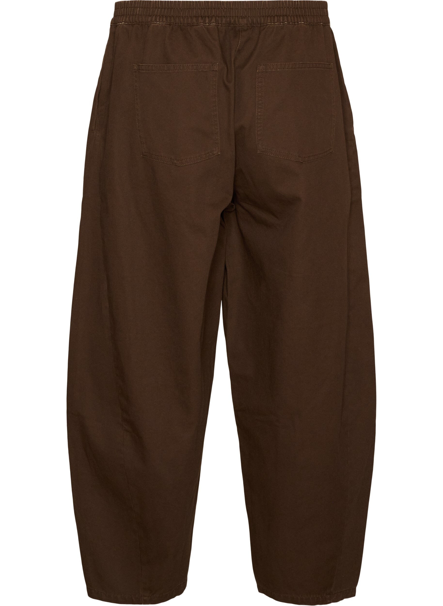 ZizziBarrel jeans met hoge taille en elastische tailleband, Bruin, Packshot image number 1