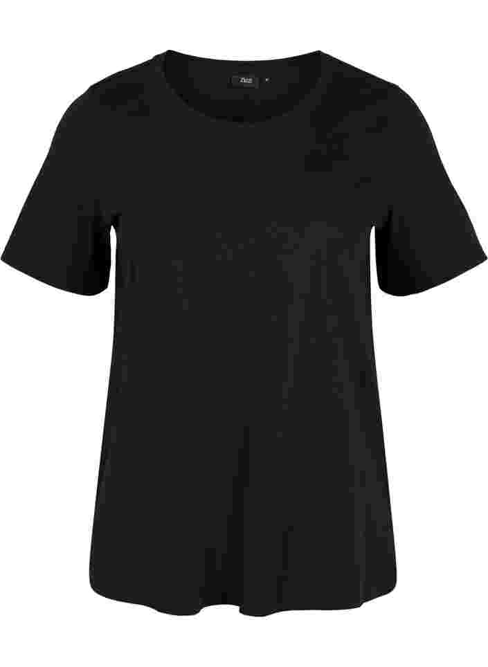 Gemêleerd T-shirt met korte mouwen, Black, Packshot image number 0