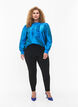 Glanzende shirtblouse met ruches, Diva Blue, Model image number 2
