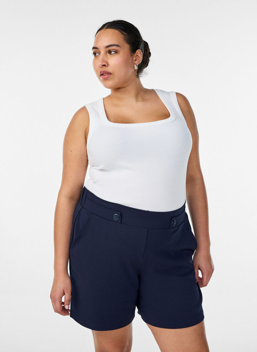 Korte broek met zakken en losse pasvorm, Blauw, Model image number 0