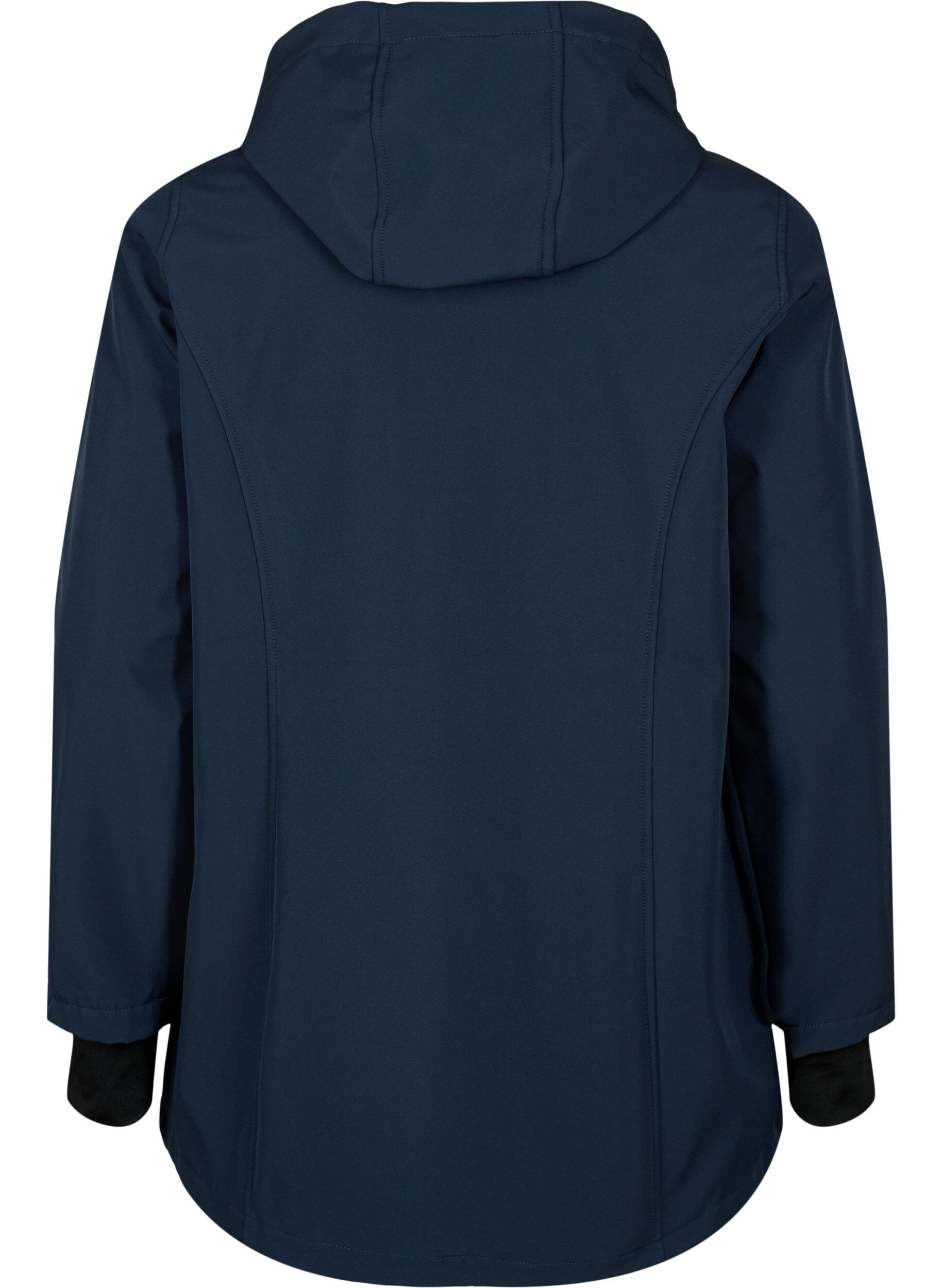 Zizzi Korte softshell jas met afneembare capuchon, Blauw, Packshot image number 1