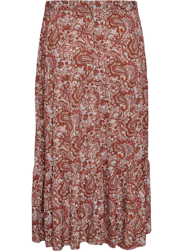 Lange rok met elastiek in de taille, Rood, Packshot image number 1
