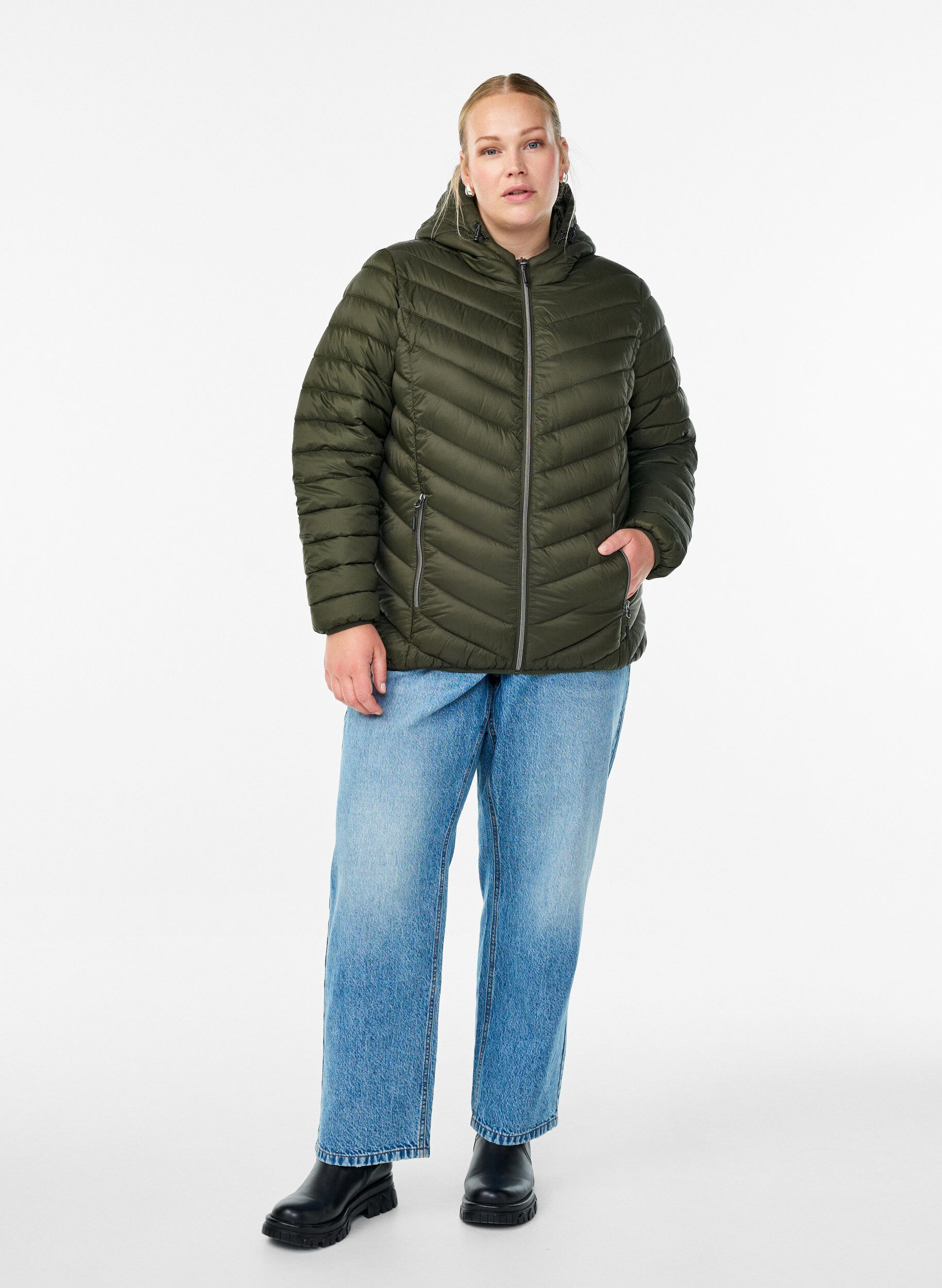 ZizziLichtgewicht jas met capuchon, Groen, Model image number 1