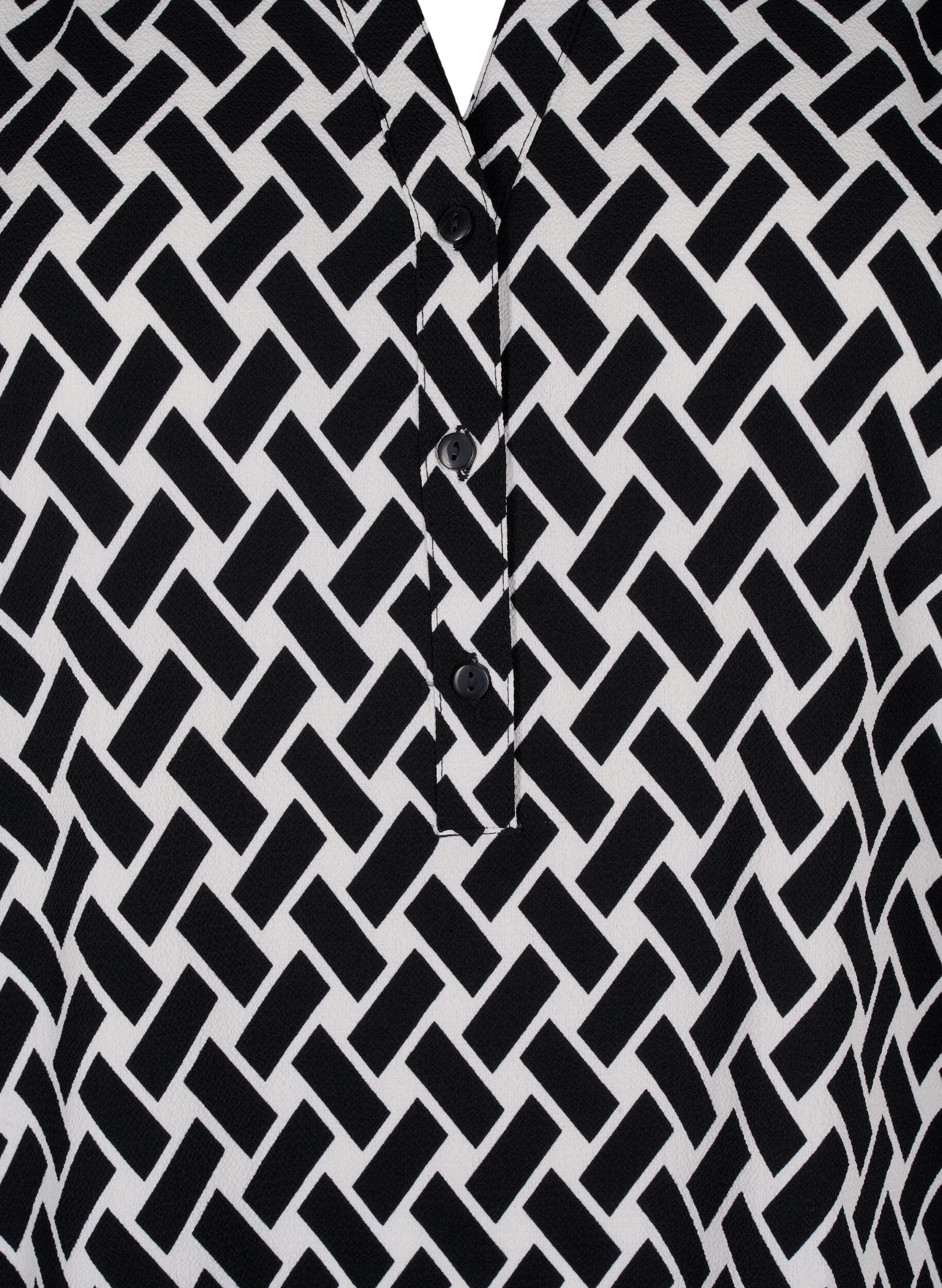 Zizzi Blouse met korte mouwen en v-halslijn, Zwart, Packshot image number 2