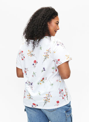 T-shirt van biologisch katoen met bloemenprint, Bright W. AOP Flower, Model image number 1