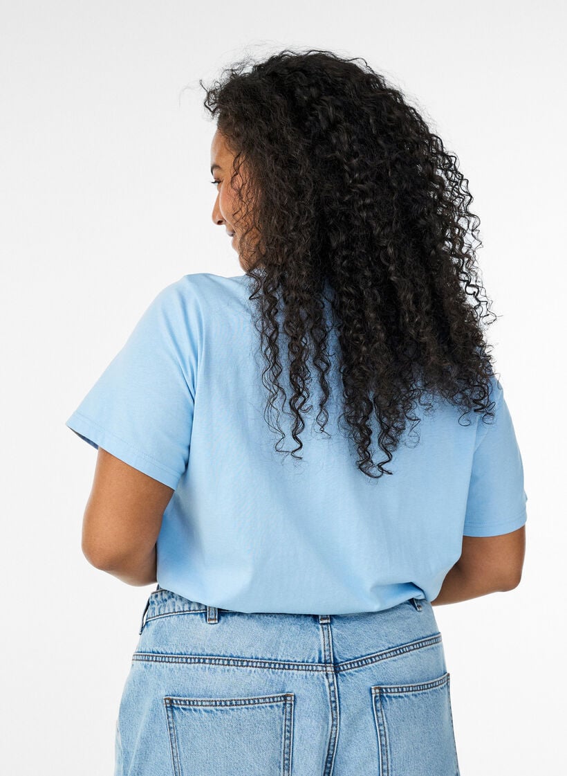 Katoenen T-shirt met print, Blauw, Model image number 2