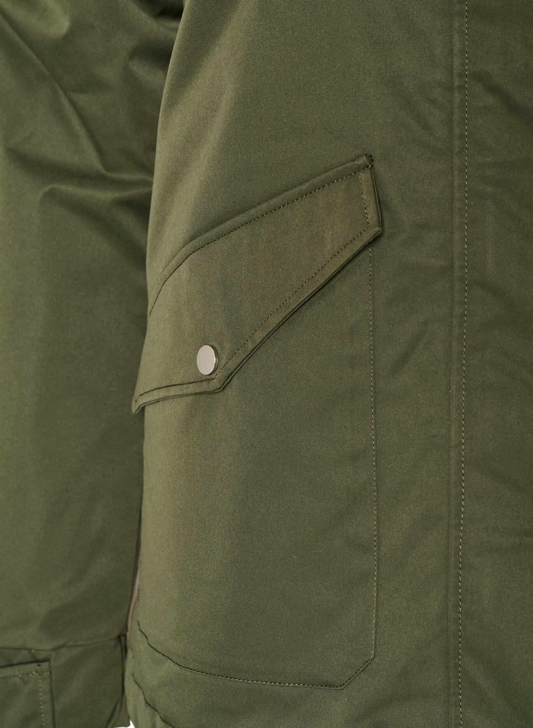 ZizziGewatteerde parka met afneembare capuchon, Groen, Packshot image number 3