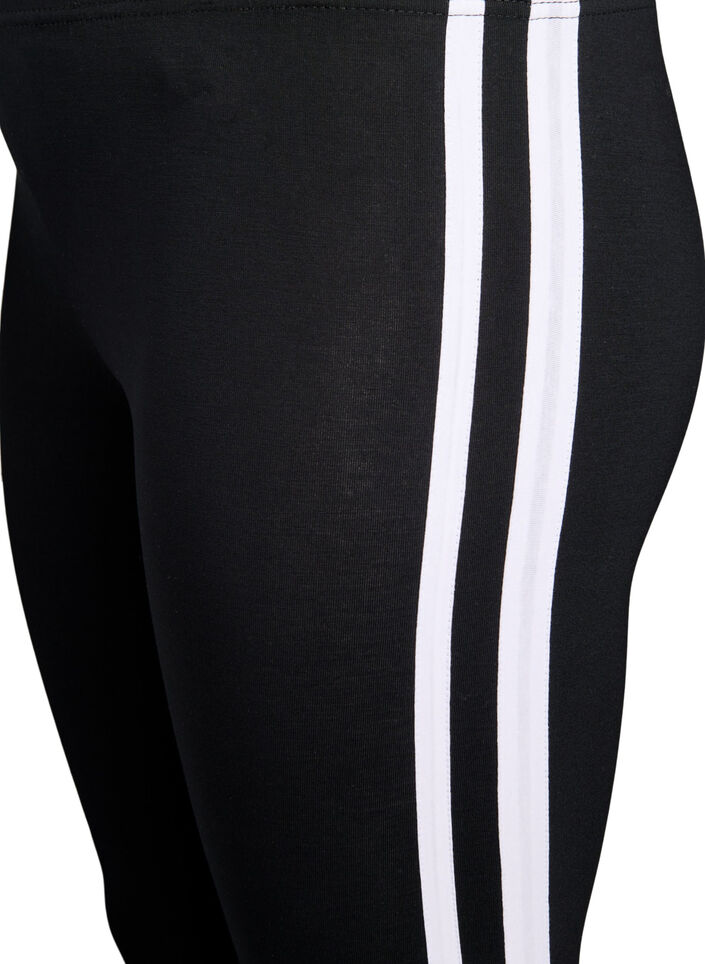 Viscose leggings met strepen aan de zijkant, Black W. Stripe, Packshot image number 2