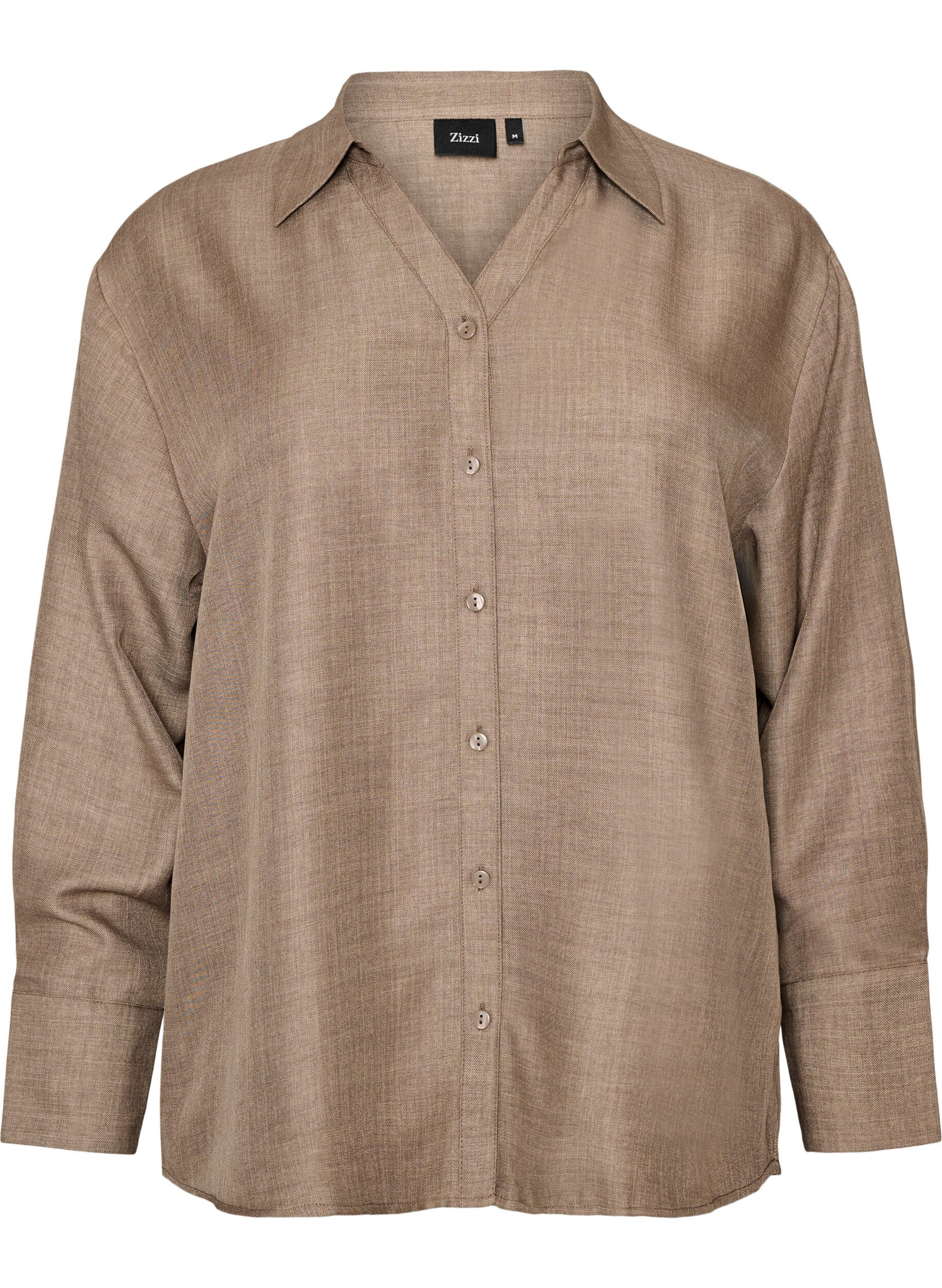 ZizziLosse shirt met V-hals, Bruin, Packshot image number 0