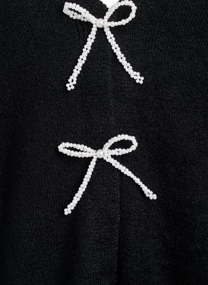 Gebreide cardigan met parelknopen, Zwart, Packshot image number 2