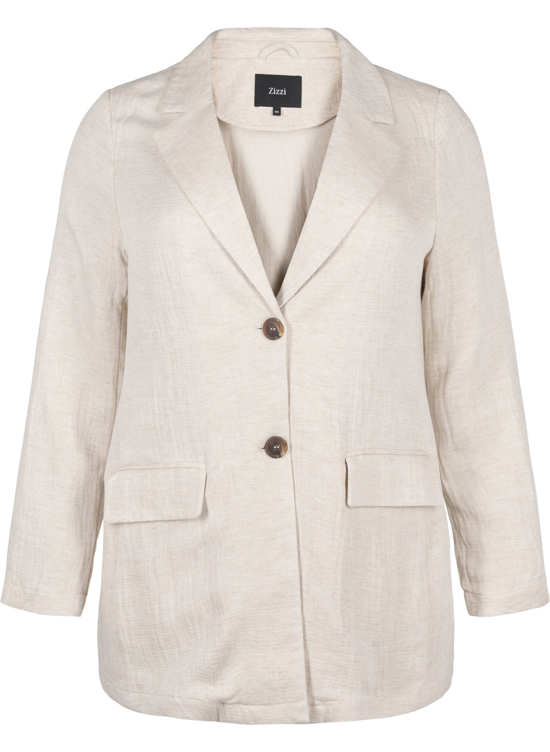 Zizzi Blazer van een materiaalmix met linnen, Rainy Day, Packshot image number 0