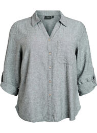 Linnen en viscose shirt met 3/4 mouwen, Groen
