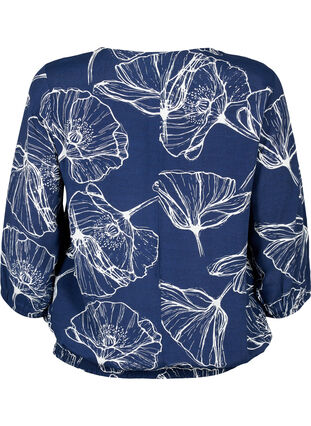 Viscose blouse met bloemenprint en smokwerk, Navy B./Big Fl. AOP, Packshot image number 1