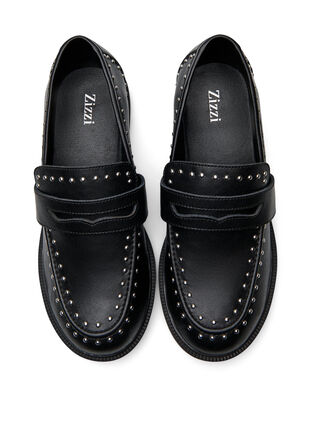 Wide fit Leren loafers met studs