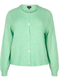 Gebreide cardigan met wol en knoopsluiting, Light G. Green Mel.