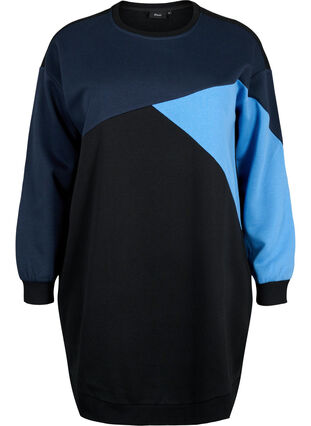 Lang sweatshirt met colorblock, Night S. Color Block, Packshot image number 0
