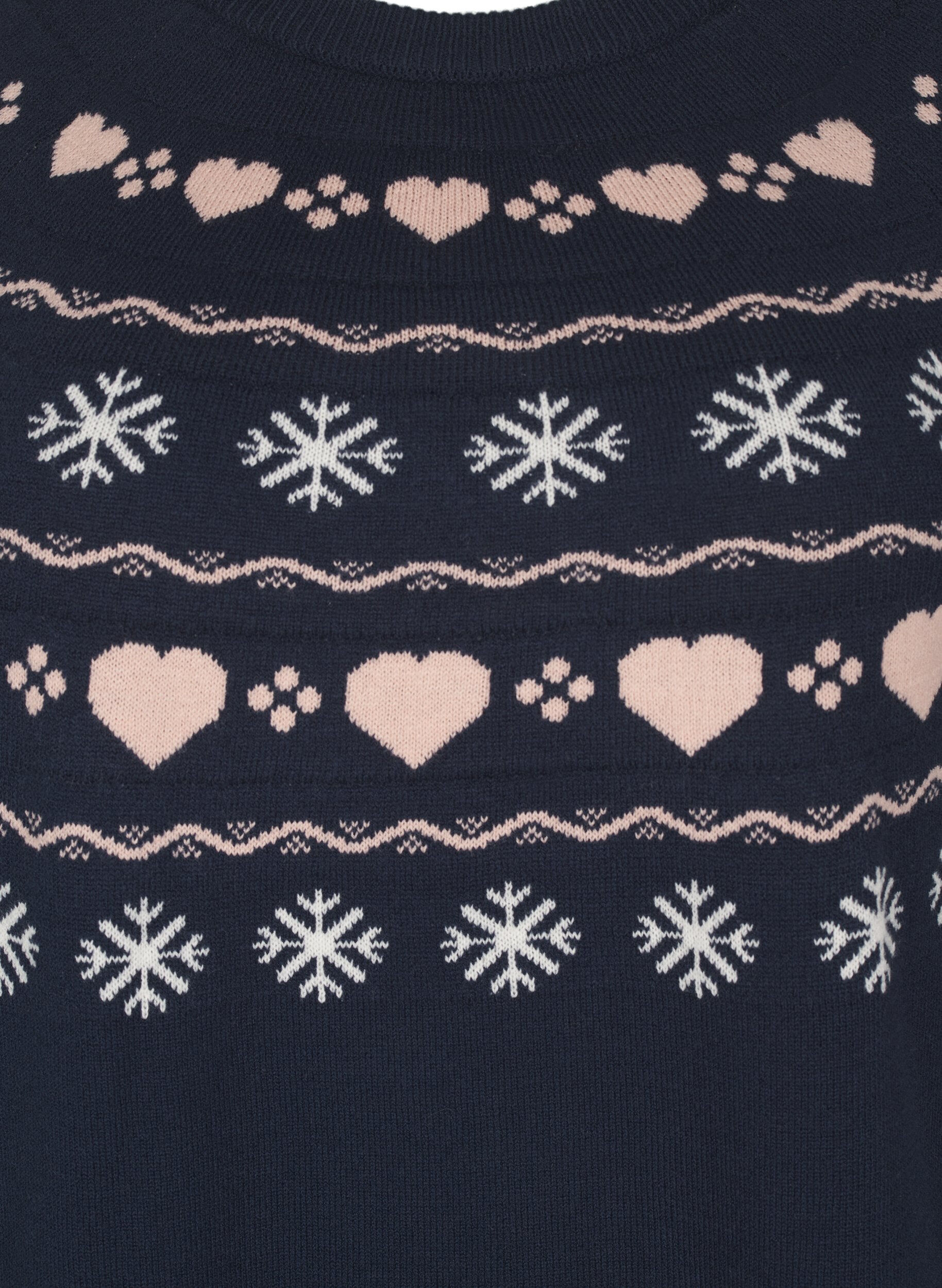 Zizzi Langarmige gebreide top met kerstmotief, Navy Blazer Comb, Packshot image number 2