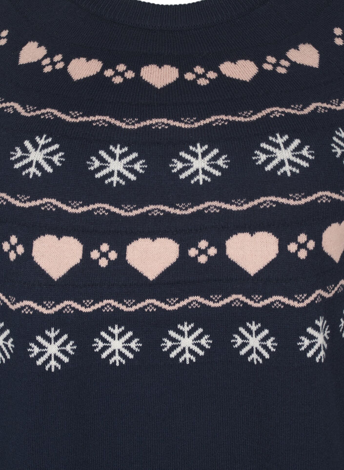 Langarmige gebreide top met kerstmotief, Navy Blazer Comb, Packshot image number 2