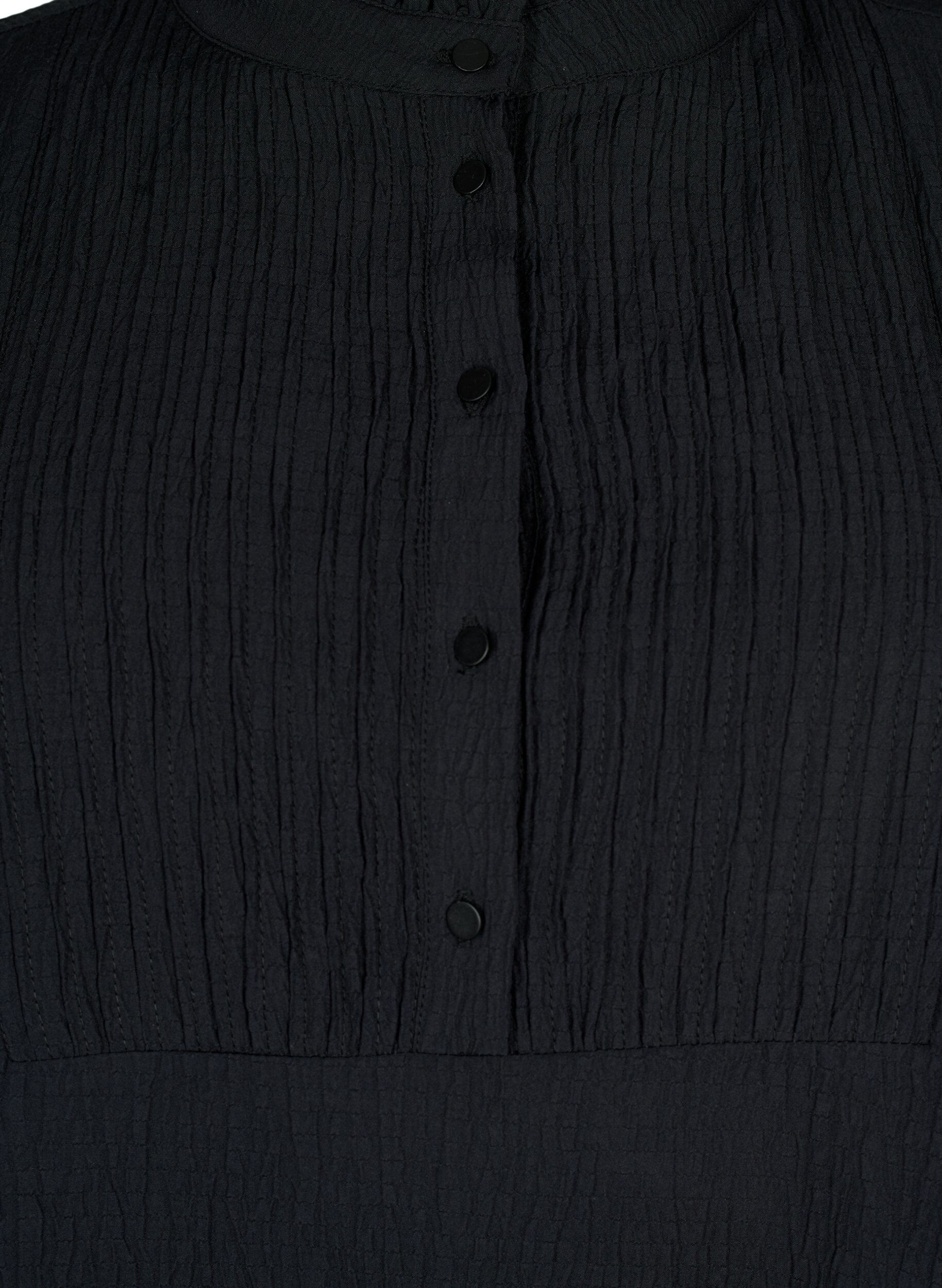 Zizzi Blouse met ruche kraag en lange mouwen, Black, Packshot image number 2