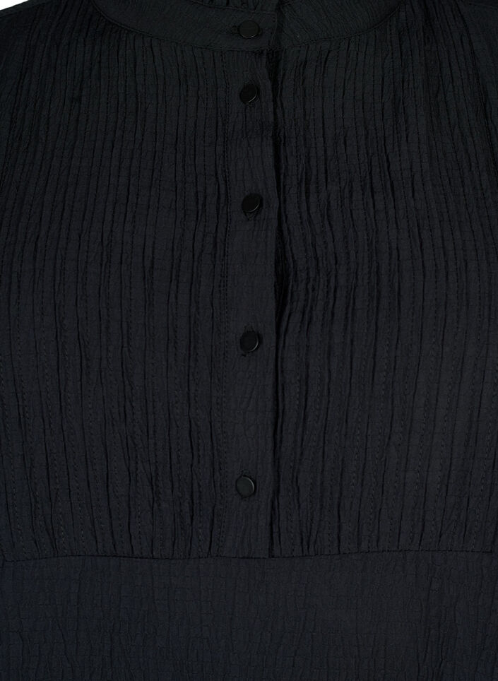 Blouse met ruche kraag en lange mouwen, Black, Packshot image number 2
