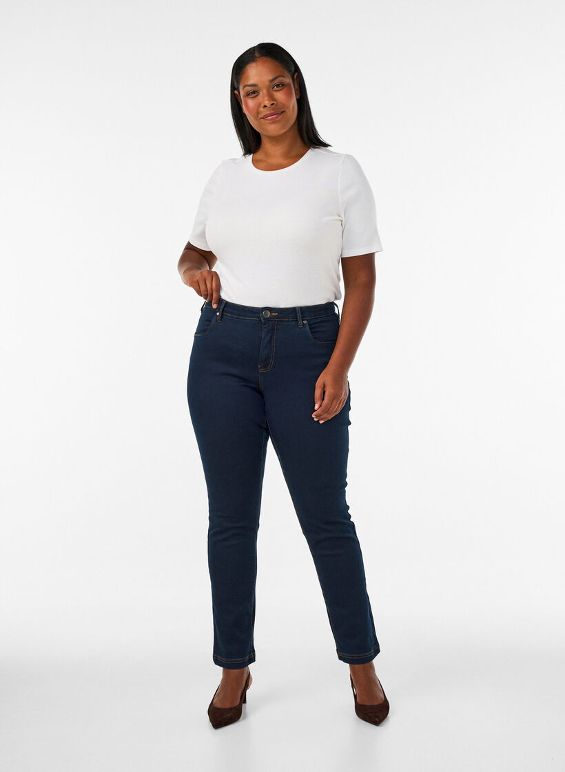 Slim fit Emily jeans met normale taille, Blauw, Model image number 0
