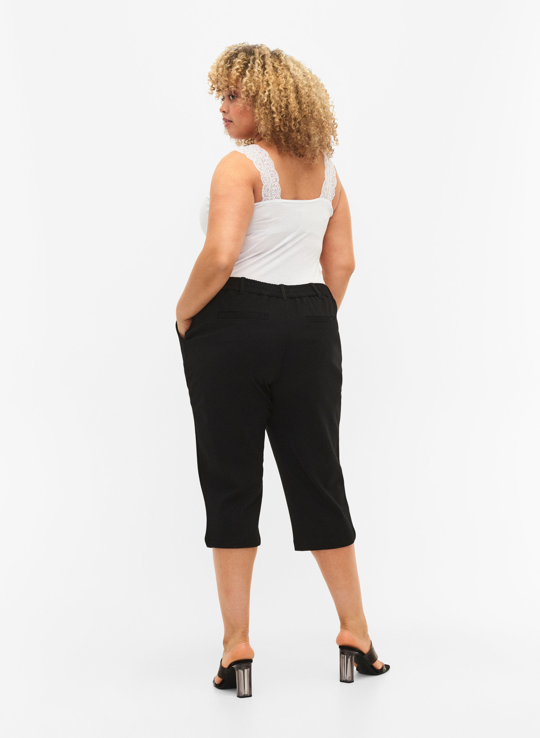 Zizzi Broek in viscosemix, Black, Model image number 1