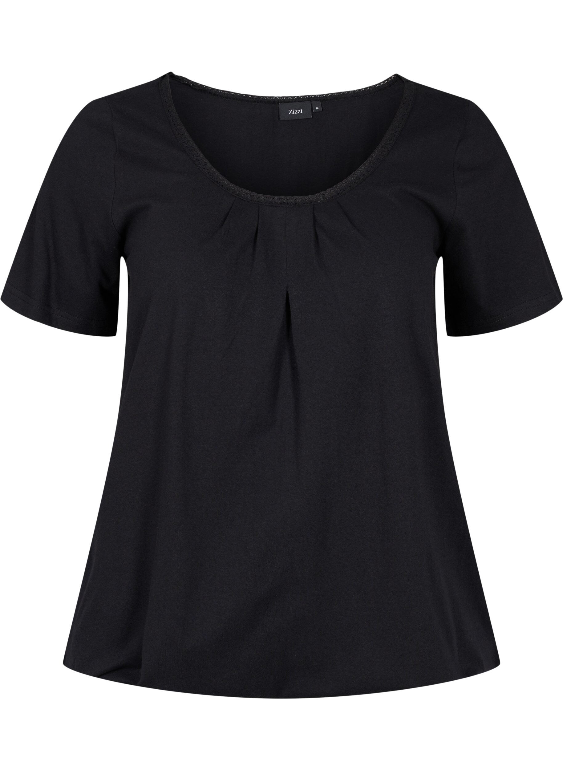 Zizzi Katoenen t-shirt met korte mouwen, Black, Packshot image number 0