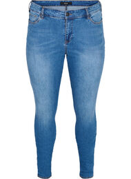 Super slim fit Amy jeans met strikje en rits, Dark blue