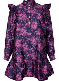 Jurk met ruchedetail en parelknopen, Dark Blue Pink