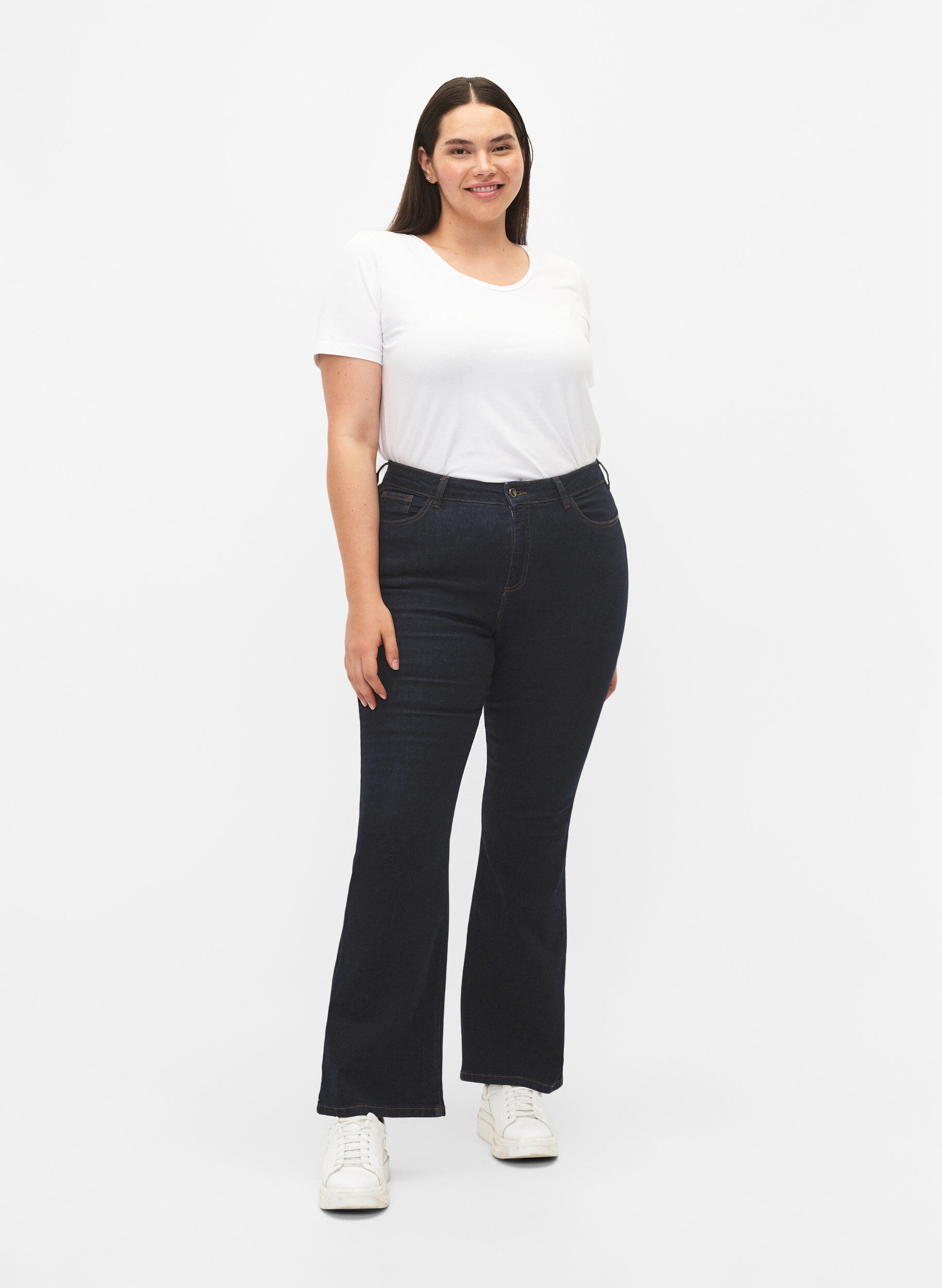 Zizzi Ellen bootcut jeans met hoge taille, Blauw, Model image number 0