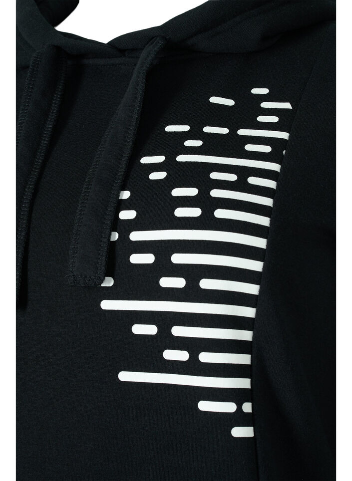 Lang sweatshirt met capuchon en zakken, Black, Packshot image number 2
